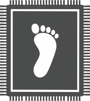 Footprint Icon Inside Microchip Outline Symbol Digital Technology Concept vector
