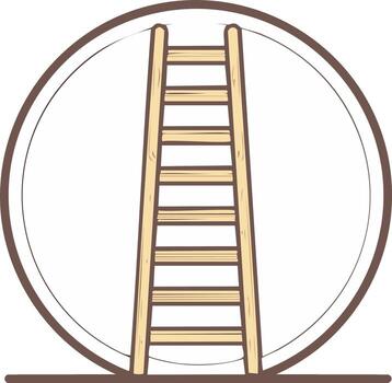 Conceptual illustration of a wooden ladder within a circle symbolizing business success and personal progress vector
