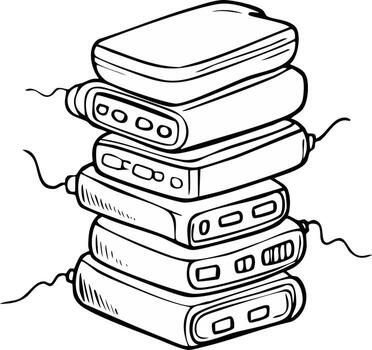 Stacked Portable Hard Drives Illustration, External Storage Devices, Data Backup vector