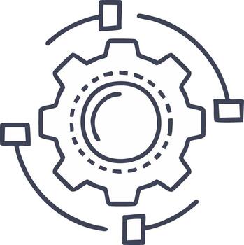 tecnología engranaje con interconectado red puntos representando proceso sistema integración y datos fluir vector