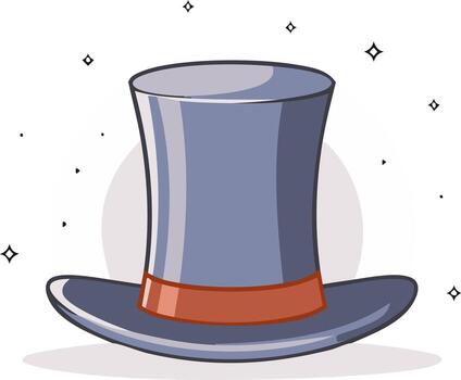 Mysterious Top Hat with Sparkling Magic Stars and Subtle Graduated Circle Background vector