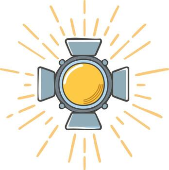 ilustración de estudio Encendiendo con brillante rayos, enfatizando iluminación y creativo producción procesos. diseño presentando un ligero fuente vector