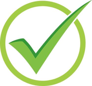 Bright Green Check Mark Within Circle Signifying Approval and Completion vector