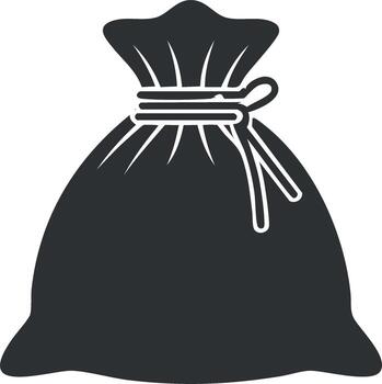 oscuro silueta de un dinero bolso atado con un cuerda simbolizando riqueza vector