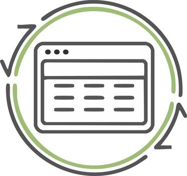 A circle with a computer screen and arrows around it vector