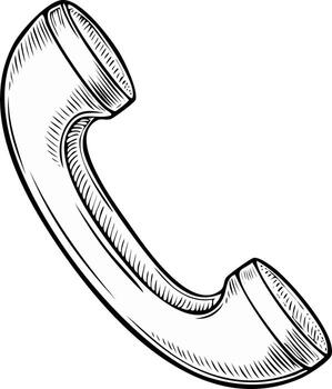 Old Fashioned Telephone Handset Communication Device Engraved Drawing Style Connection Symbol vector