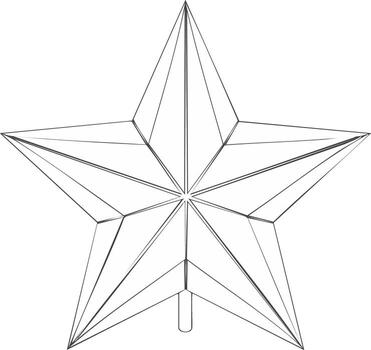 Simple five pointed star outline with geometric facets and a stem on a white background vector