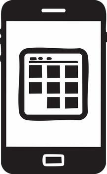 Modern smartphone displaying an application grid user interface icon vector