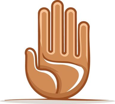 Stylized human hand graphic with open palm representing stop warning or friendly greeting vector
