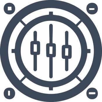 Digital audio sound visual equalizer mixer fader controls settings interface icon symbol graphic concept vector