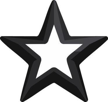 Bold black five-pointed star outline with subtle shading and highlights vector