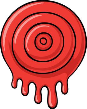 Red Circle Shape with Concentric Rings and Dripping Paint Isolated on White Background vector