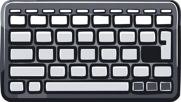 Stylized keyboard illustration, computer keyboard, graphic design element, tech symbol vector