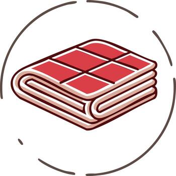 Illustration of a stack of folded quilted blankets or towels on white, a simple red and cream color scheme vector