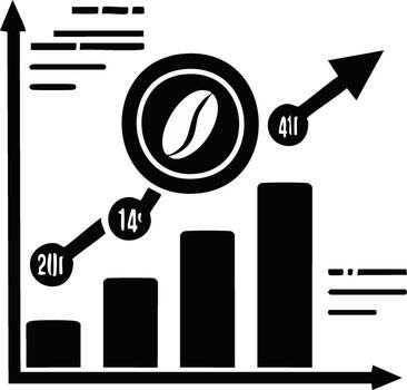 Coffee bean market statistics and analysis presentation with chart data growth report vector
