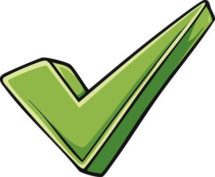 Isolated Green Checkmark Illustration Symbolizing Approval, Validation, and Success vector