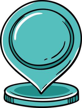 turquesa mapa puntero ubicación marcador icono con un circular base en un juguetón garabatear estilo vector