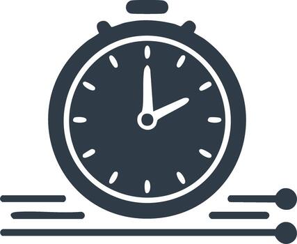 icon of a stopwatch with motion lines representing speed, urgency, and a fast deadline vector
