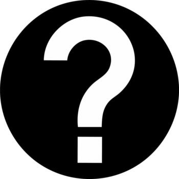 White question mark sign on black circular background raising inquiries and uncertainty about problem solving challenges vector