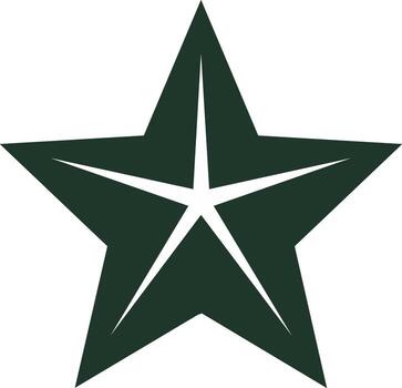 Modern geometric dark green star emblem with sharp angles and white negative space vector