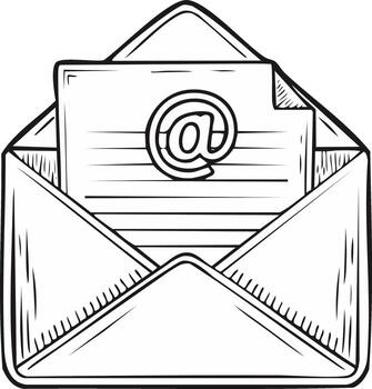 Email or Message Concept with Open Envelope and At Symbol on Paper Illustration vector