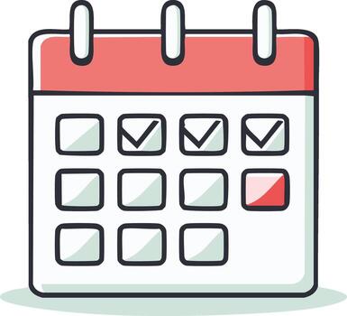 Calendar with Checkmarks and Selected Day for Scheduling and Time Management vector