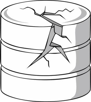 Broken Storage Stack Depicts Technology Failures or Information Systems Vulnerability vector