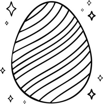 Outlined egg with stripes and star shapes floating around for holiday design element vector