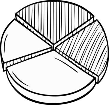 Hand-drawn pie chart diagram for business report or presentation infographic tool vector