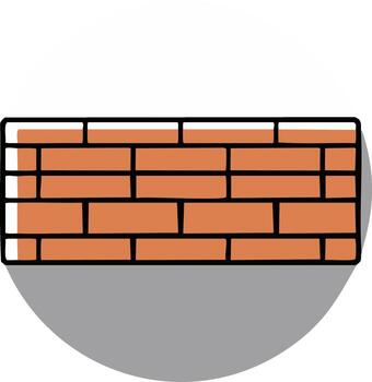 plano diseño rojo ladrillo pared modelo icono con sombra gráfico elemento ilustración vector