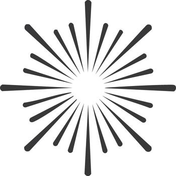 Simple sunburst icon with radiating lines. Abstract starburst explosion or firework graphic element vector