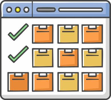 Task management interface with checklist and sticky notes displayed on screen vector