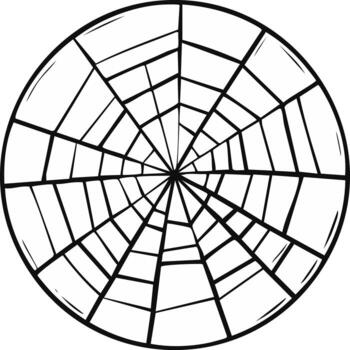 Simple Spiderweb Circle Shape Design for Halloween Decoration or Website Element Intricate Outline Illustration vector