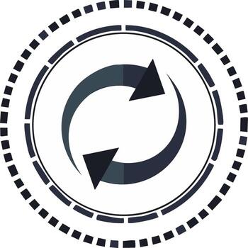 circular flechas con punteado marco simbolizando rotación sincronización o recarga vector