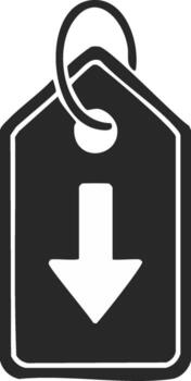 Download Tag Icon with Down Arrow Symbol for Web Interface and Digital Content vector