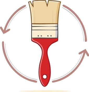 Artistic paint brush with looping refresh arrows representing creative update process vector