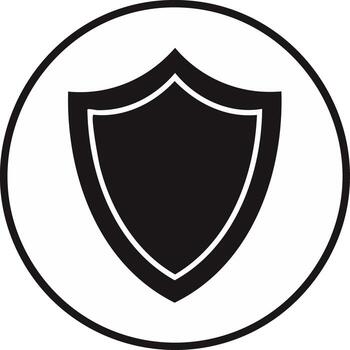 Black Shield Icon Within a Circle Simple Graphic Symbol vector