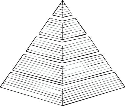 Diagram illustration of a layered pyramid structure, growth concept, linear art, simple chart outline vector