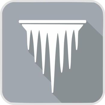 Flat design icicle icon with a long shadow. A simple winter weather symbol representing cold and freezing temperatures vector