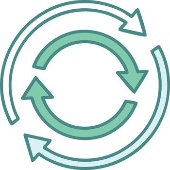 Circular arrows illustrating process flow and recycle concept, isolated icon, infographic element vector