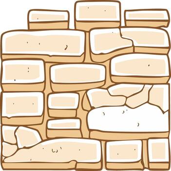 Illustration of an irregular pattern of tan stone bricks and blocks with brown outlines vector