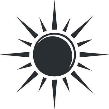 Modern minimalist sun icon with sharp radiating rays a universal weather and warm temperature symbol design vector