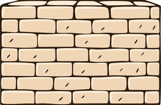 Cartoon Illustration of a Rectangular Brick Wall Structure with Rough Edges and Markings vector