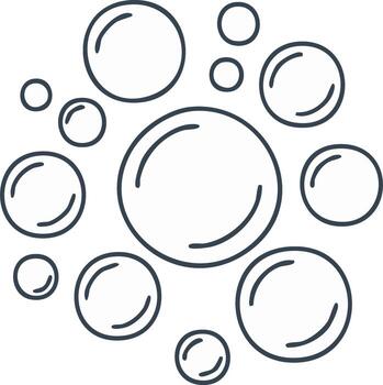 Group of various sized rounded bubbles floating together in a fluid motion illustration vector