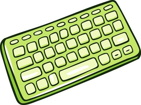Light Green Computer Keyboard with Rounded Keys vector