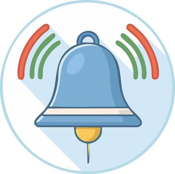 Ringing bell icon in a flat design style for notifications, alerts, and alarms vector
