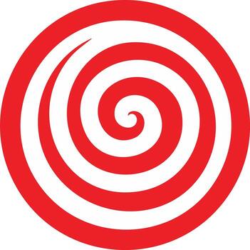 Hypnotic red spiral illustration creating a vortex effect with concentric circles on white vector