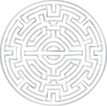 Abstract Circular Labyrinth Design with Geometric Paths and Center Element vector