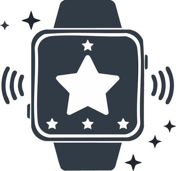 reloj inteligente icono con estrella clasificación ui concepto, digital dispositivo solicitud interfaz, realimentación diseño vector