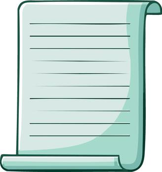 Hand drawn illustration of a blank sheet of paper with lines, perfect for notes and writing vector